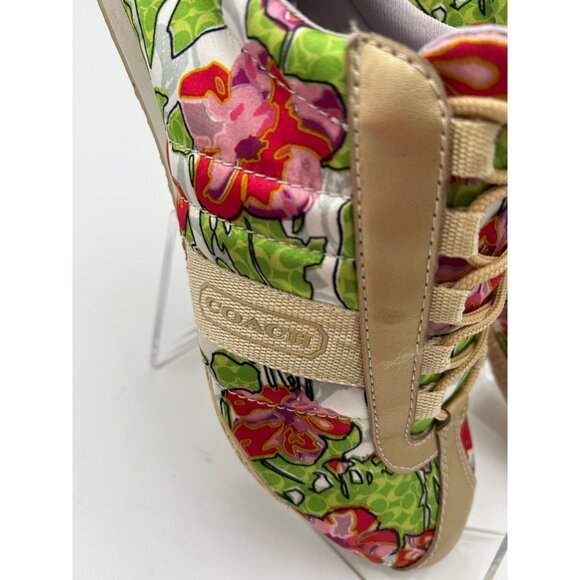 Coach Kirby Floral Print Sneakers Womens Sz 7M Y2K Leatherware‎ Bold Color Pop - Picture 6 of 8